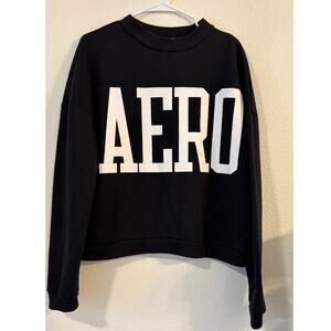 Aéropostale Women’s XL Black AERO Graphic Crewneck Sweatshirt Oversized
